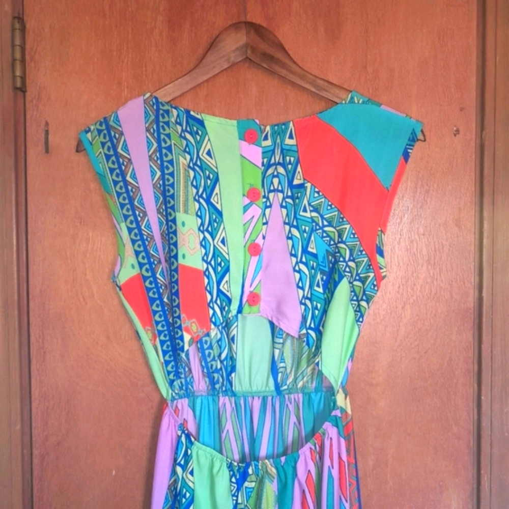 Vibrant Cutout Geometric Patterned Maxi Slit Leg … - image 2